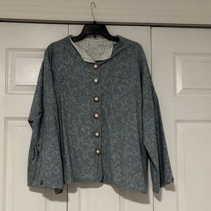 Women’s Slate Blue Button-Front Long Sleeve Jacket